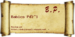 Babics Pál névjegykártya